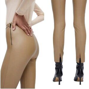 Zara Camel Faux Leather High Waist Pants M Neutral Workwear Fall Trend